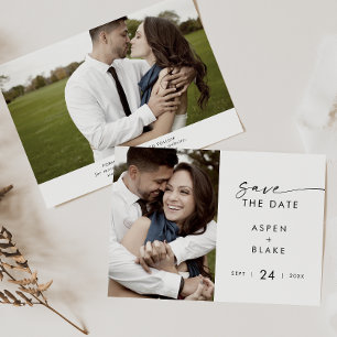 Modern Script Photo Save The Date