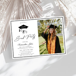 Modern Script Photo School Graduation Invitation