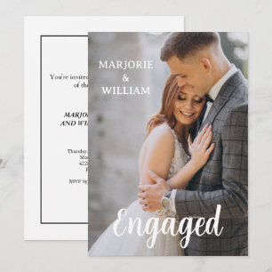Modern Script Photo Wedding Engagement Party Invitation