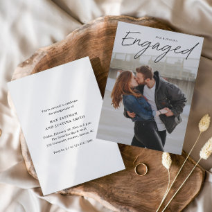 Modern Script Photo Wedding Engagement Party Invitation