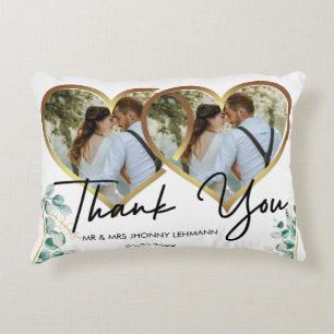 Modern Script Photo Wedding pillow