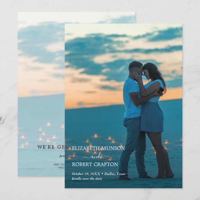 Modern Script Photo Wedding Save The Date (Front/Back)