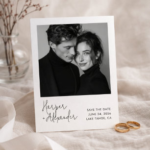 Modern Script Photo Wedding Save the Date
