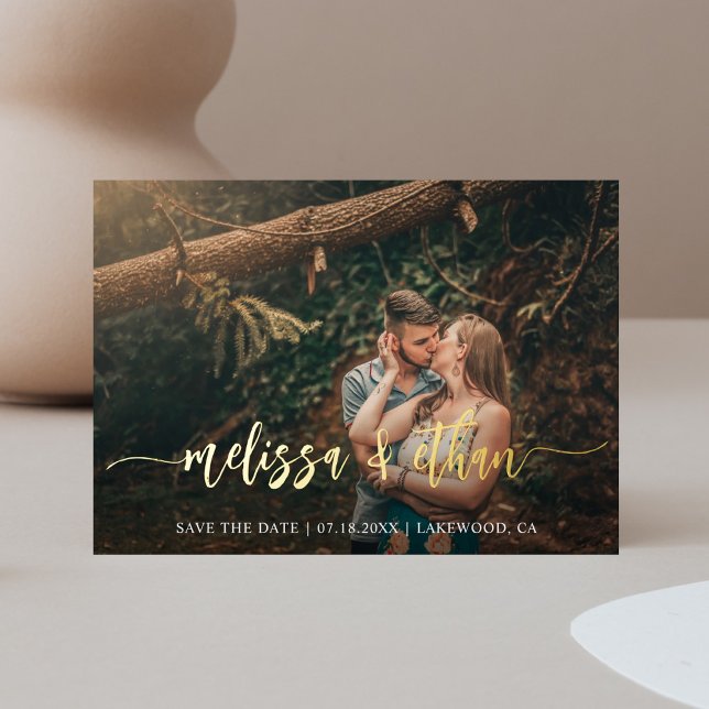 Modern Script Photo Wedding Save The Date (Creator Uploaded)