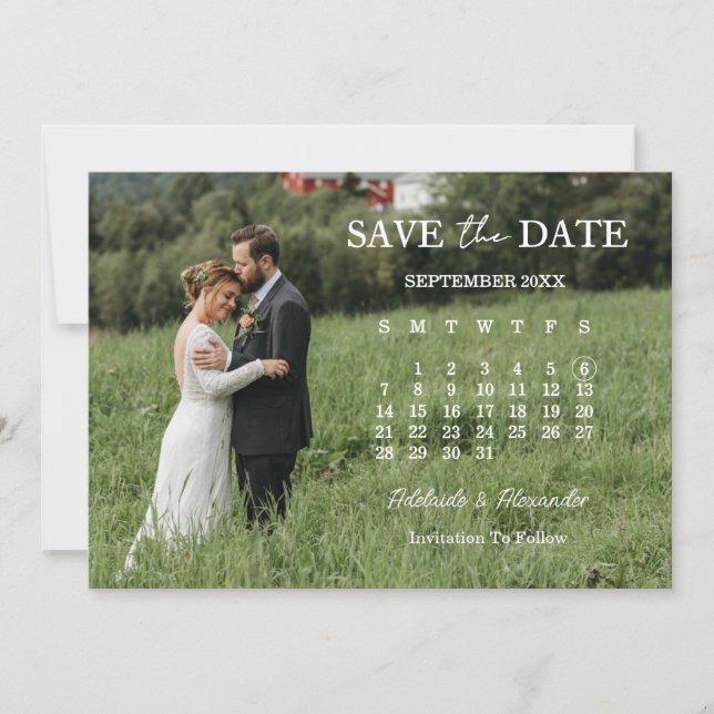 Modern Script Photo Wedding Save The Date Invitation (Front)
