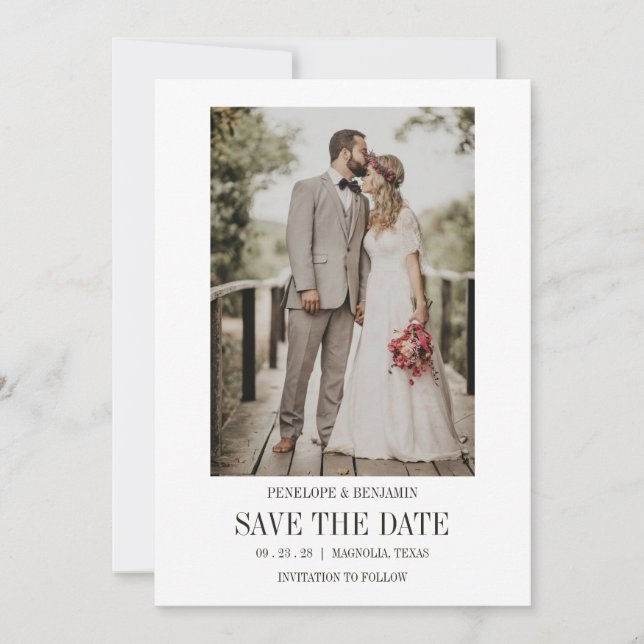 Modern Script Photo Wedding Save The Date Invitation (Front)
