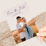 Modern Script Photo Wedding Save The Date Magnetic Invitation<br><div class="desc">Modern Script Photo Wedding Save the Date card. The back is a magnet. Click the edit button to customise this design with your photo and wedding details.</div>