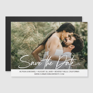 Modern Script Photo Wedding Save the Date Magnetic Invitation