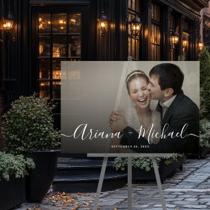 Modern Script Photo Wedding Semi-Transparent Acrylic Sign