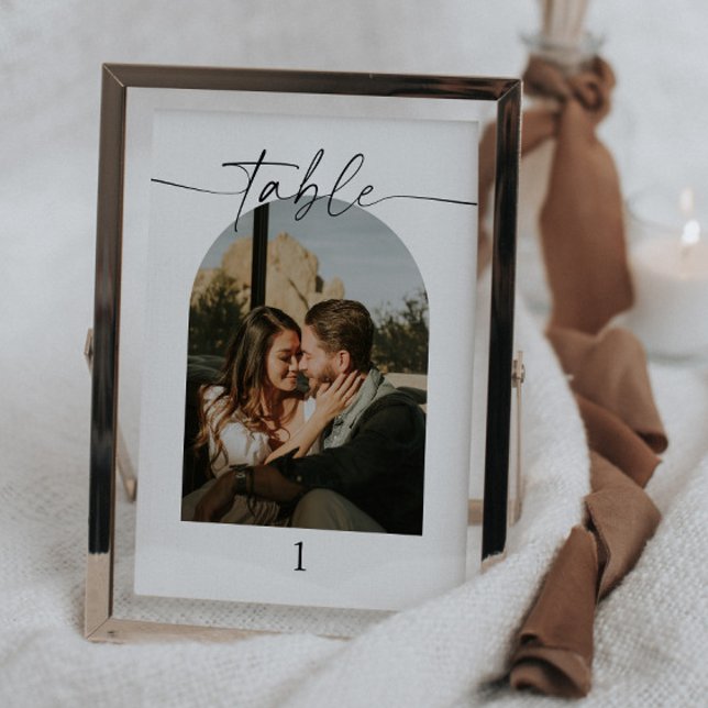 Modern Script Photo Wedding Table Numbers (Creator Uploaded)