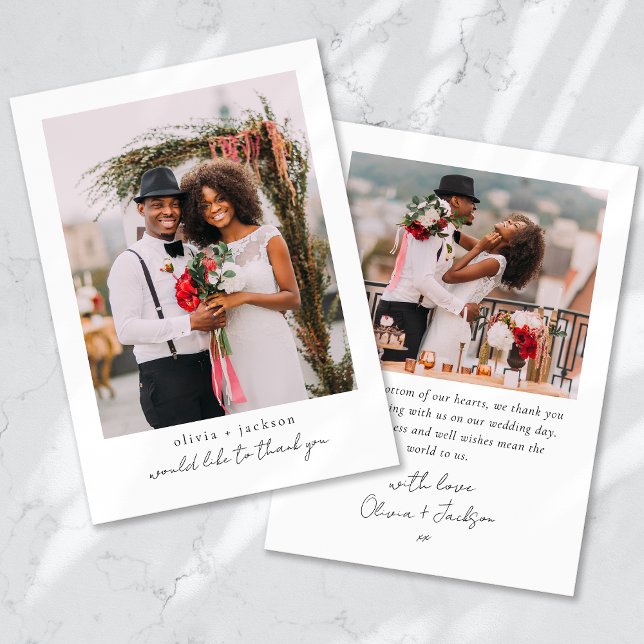 Modern Script Photo Wedding Thank You Card (Creator Uploaded)