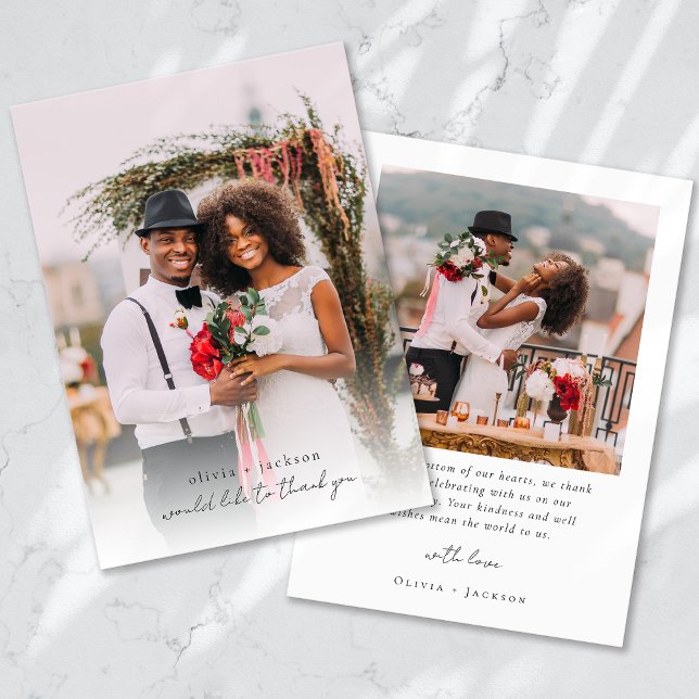 Modern Script Photo Wedding Thank You Card (Creator Uploaded)