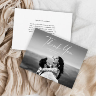 Modern Script Photo Wedding Thank You Card