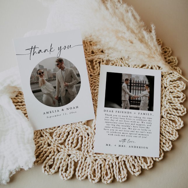 Modern Script Photo Wedding Thank You Card (Creator Uploaded)