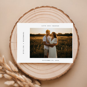 Modern Script Photo Wedding Thank You Card W Note