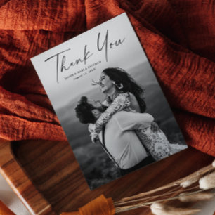 Modern Script Photo Wedding Thank You Magnet