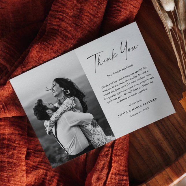 Modern Script Photo Wedding Thank You Postcard (Creator Uploaded)