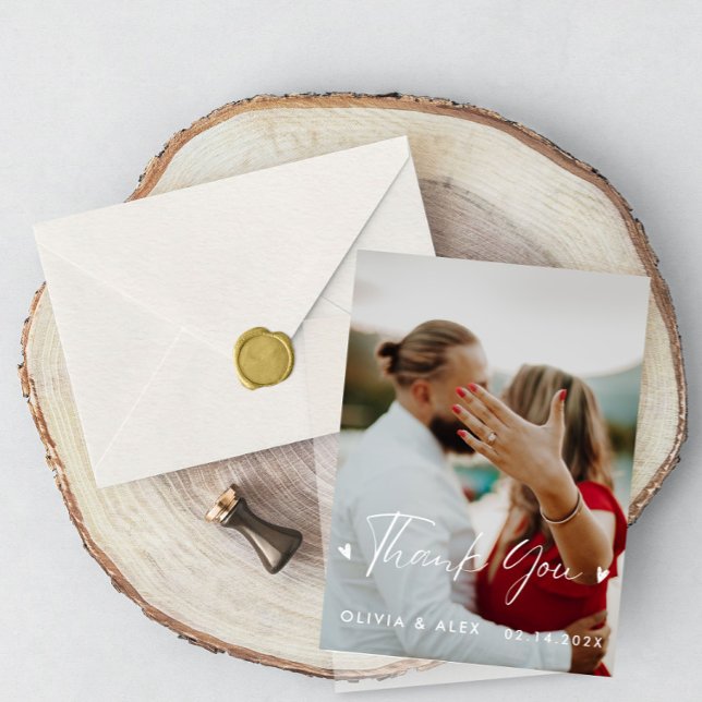 Modern Script Photo Wedding  Thank You  Postcard (Creator Uploaded)