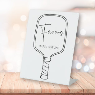 Modern Script Pickleball Bridal Shower Favours Sig Pedestal Sign