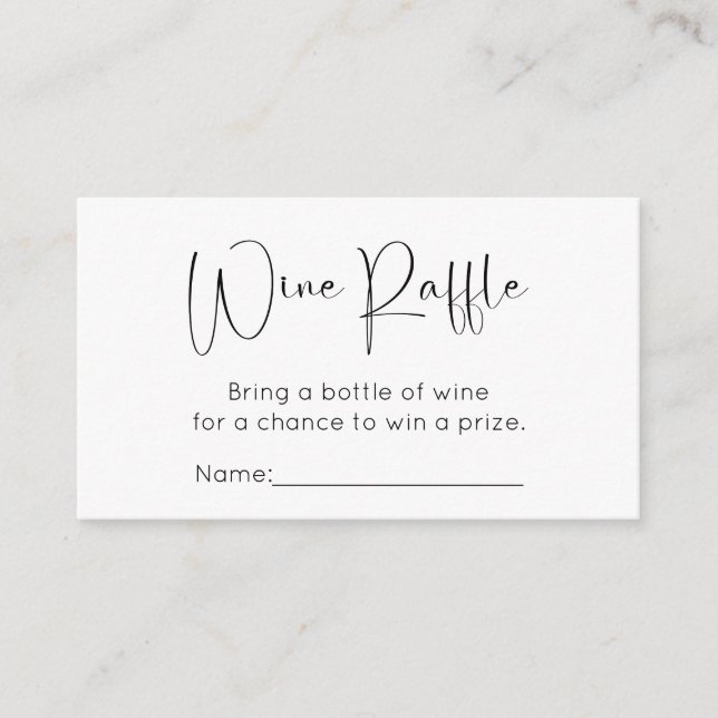 Modern Script Pickleball Bridal Shower Wine Raffle Enclosure Card (Front)