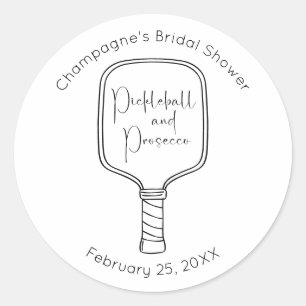 Modern Script Pickleball & Prosecco Bridal Shower Classic Round Sticker
