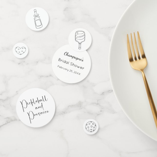 Modern Script Pickleball & Prosecco Bridal Shower Confetti (Group)