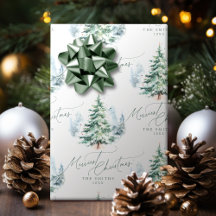 Modern Script Pine Tree Merriest Christmas