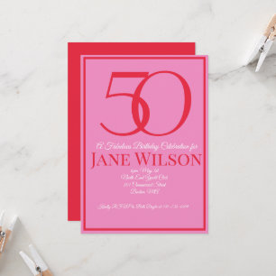 Modern Script Pink 50 and Fabulous Birthday Invitation