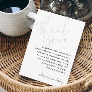 Modern Script Pink Baby Shower Thank You Card