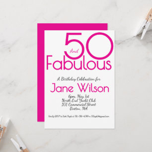 Modern Script Pink Fabulous 50th Birthday Invitation