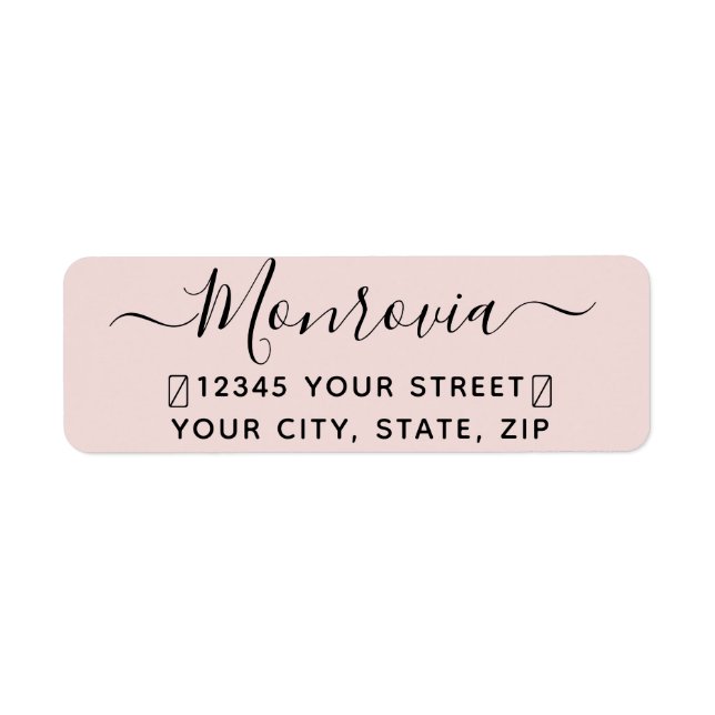 Modern Script Pink Return Address Label (Front)
