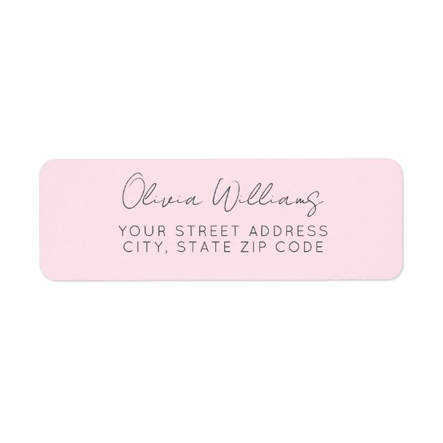 Modern Script Pink Return Address Label (Front)