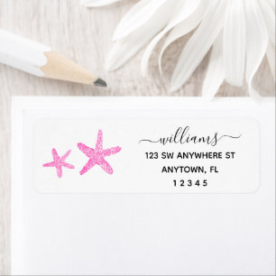 Modern Script Pink Starfish Return Address Return Address Label