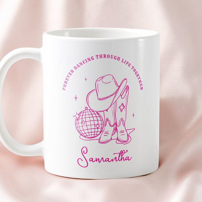 Modern Script Pink Western Disco Cowgirl Bff Coffee Mug (Modern Script Pink Western Disco Cowgirl Bff Coffee Mug)