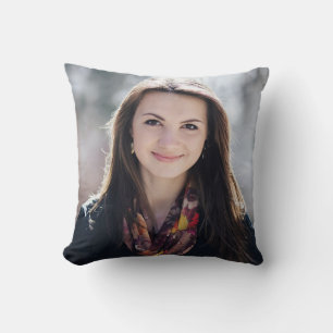 Modern Script Pink White Stripe Graduation Photo Cushion