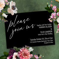 Modern Script Please Join Us Black Wedding