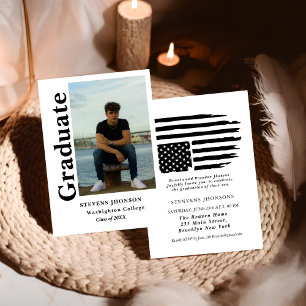 Modern script Police photo graduation invitation