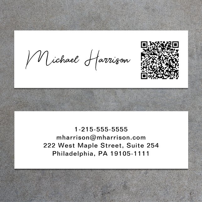 Modern Script Professional QR Code Mini Business Card (Capture attention, make connections, and leave a lasting impression with our QR code business card)