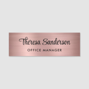 Modern Script Professional Rose Gold Name Tag