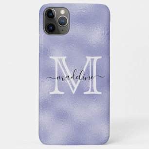 Modern Script Purple Foil Monogram iPhone 11 Pro Max Case