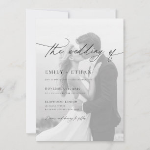 Modern Script QR Code Photo Wedding Invitation