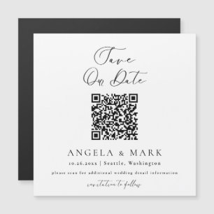 Modern Script QR Code Save The Date Magnet