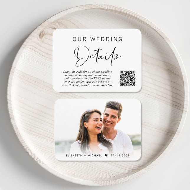 Modern Script QR Code Wedding Details Enclosure Card (Creator Uploaded)