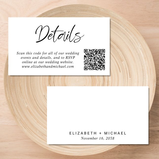 Modern Script QR Code Wedding Details Enclosure Card (Creator Uploaded)