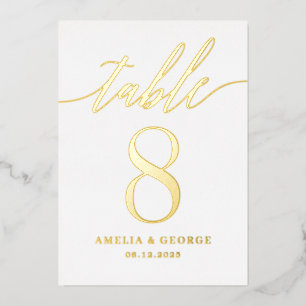 Modern Script REAL FOIL Table Number Card