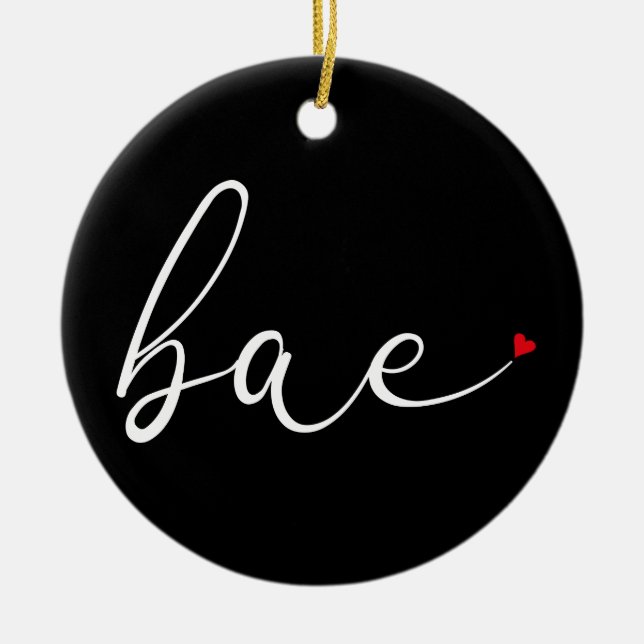 Modern Script Red Love Heart Bae Definition Ceramic Ornament (Front)