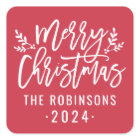 Modern Script Red Merry Christmas Custom