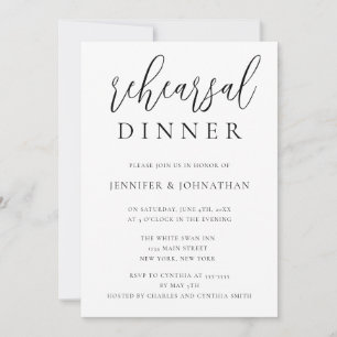 Modern Script Rehearsal Dinner Invitations