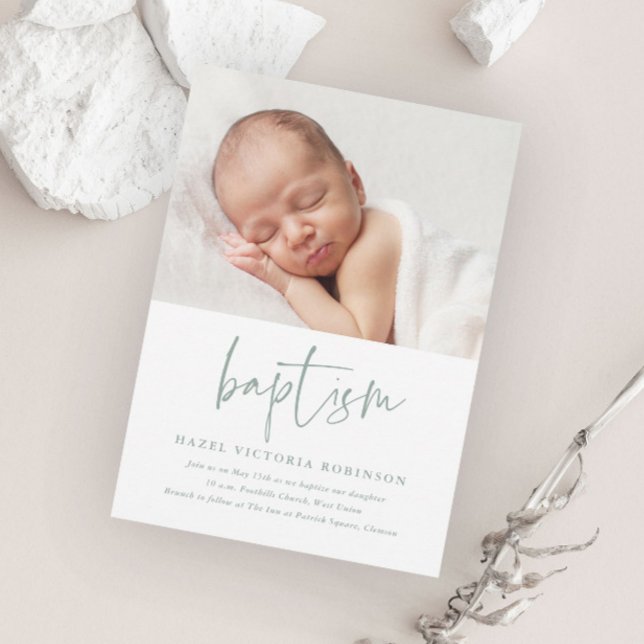 Modern Script Religious Baptism & Christening Invitation (Creator Uploaded)