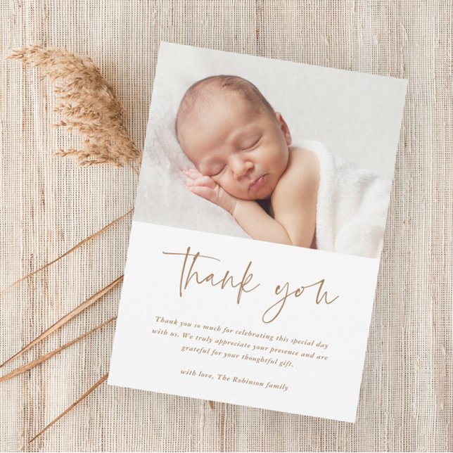 Modern Script Religious Baptism & Christening Thank You Card (Creator Uploaded)